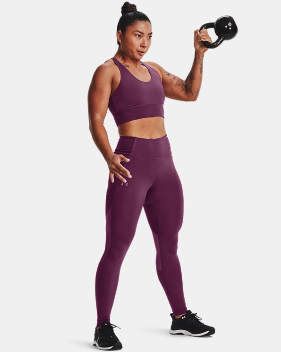 Women's UA RUSH™ HeatGear® No-Slip Waistband Full-Length Leggings, Purple, pdpMainDesktop image number 3